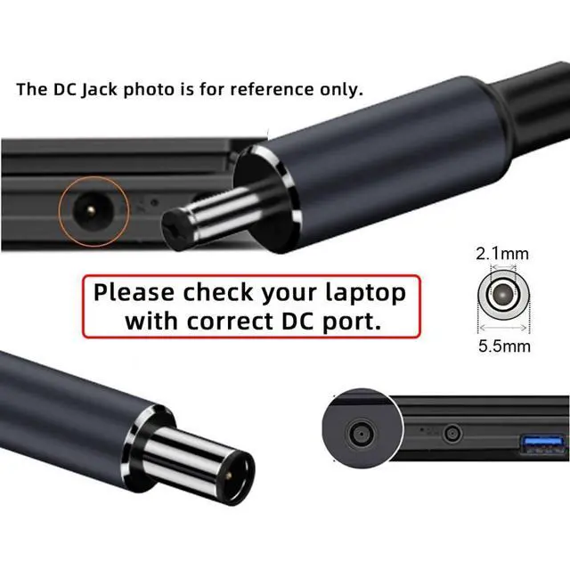 Alt view image 3 of 7 - USB C to DC 5.5x2.1mm 20V Power 65W 100W 135W 140W PD Charge Cable for Laptop