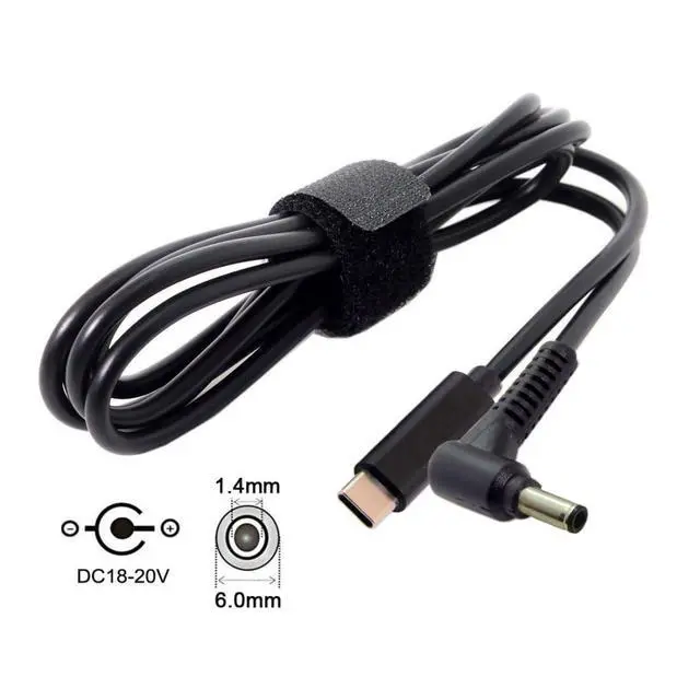Alt view image 4 of 7 - USB C to DC 6.0x1.4mm Power PD 65W Charge Cable for Laptop Notebook