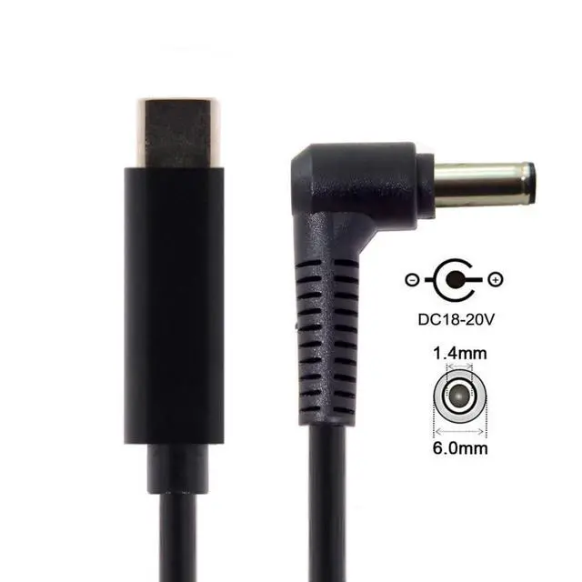 Alt view image 7 of 7 - USB C to DC 6.0x1.4mm Power PD 65W Charge Cable for Laptop Notebook