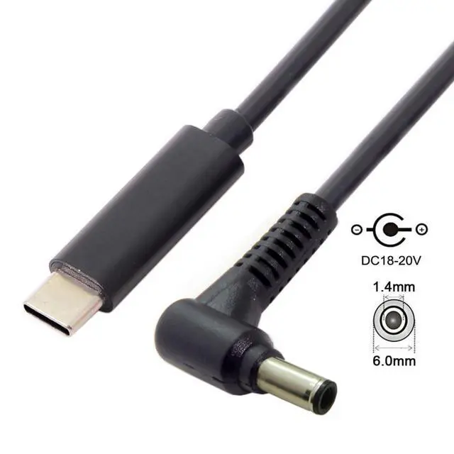 Alt view image 2 of 7 - USB C to DC 6.0x1.4mm Power PD 65W Charge Cable for Laptop Notebook
