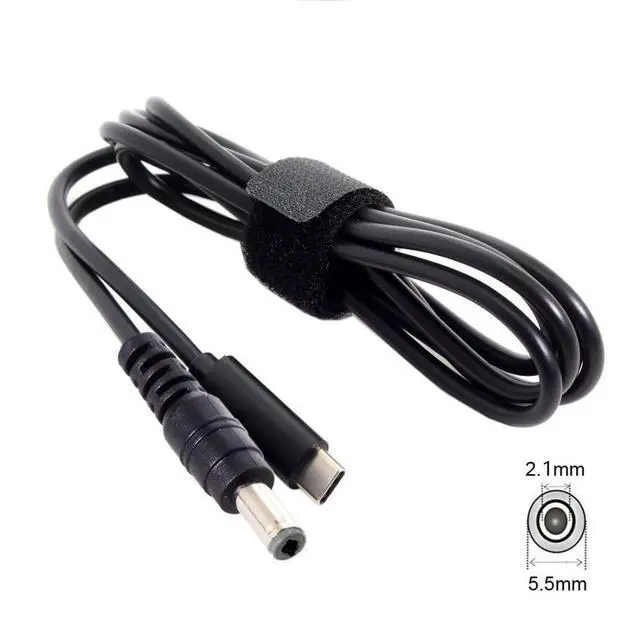 Alt view image 5 of 6 - Type C USB-C Input to Rectangle 5.5x2.1mm Cable Cord for Laptop Notebook 1.8M