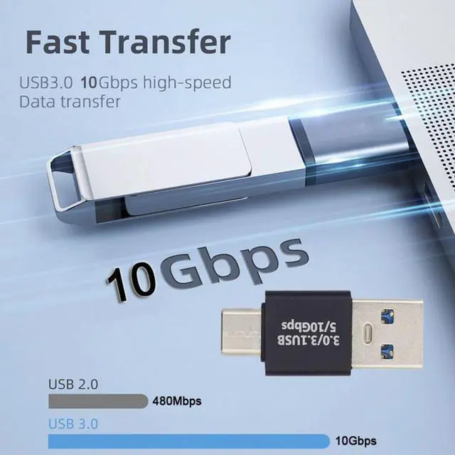 Alt view image 3 of 6 - USB 3.0/3.1 Connector USB C to USB 3.0 Data 10Gbps Charge Adapter
