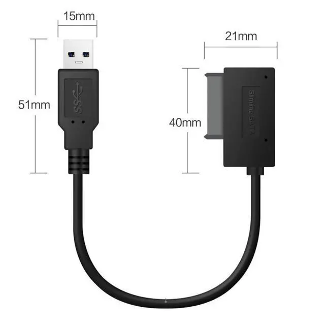 Alt view image 5 of 7 - CY USB 3.0 to 7+6 13Pin Slimline SATA Cable Adapter for Laptop CD DVD ROM Optical Drive