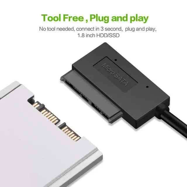 Alt view image 3 of 7 - Micro SATA 16Pin to USB 3.0 Adapter Cable for 1.8 inch Hard Drive HDD/SSD Data Transfer External Hard Drive Converter 10cm