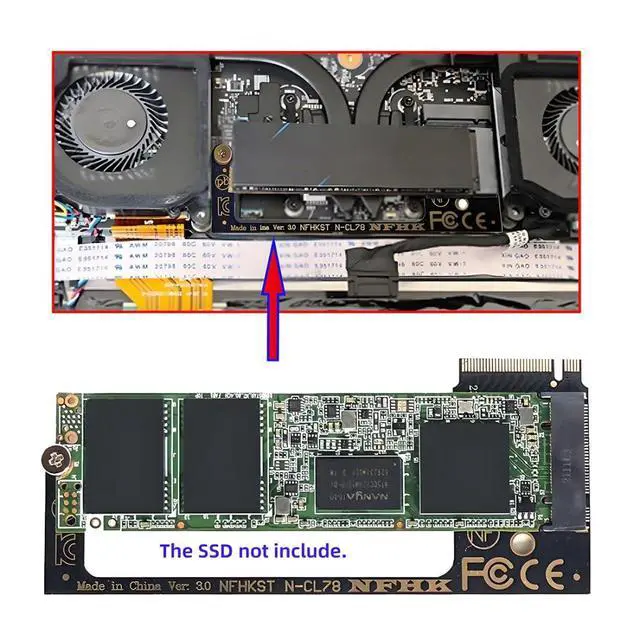 Alt view image 6 of 7 - MSI CLAW8AI/CLAW7 Gaming Internal M.2 NVME M-Key 2230 to 2280mm SSD Card Upgrade Extension Adapter