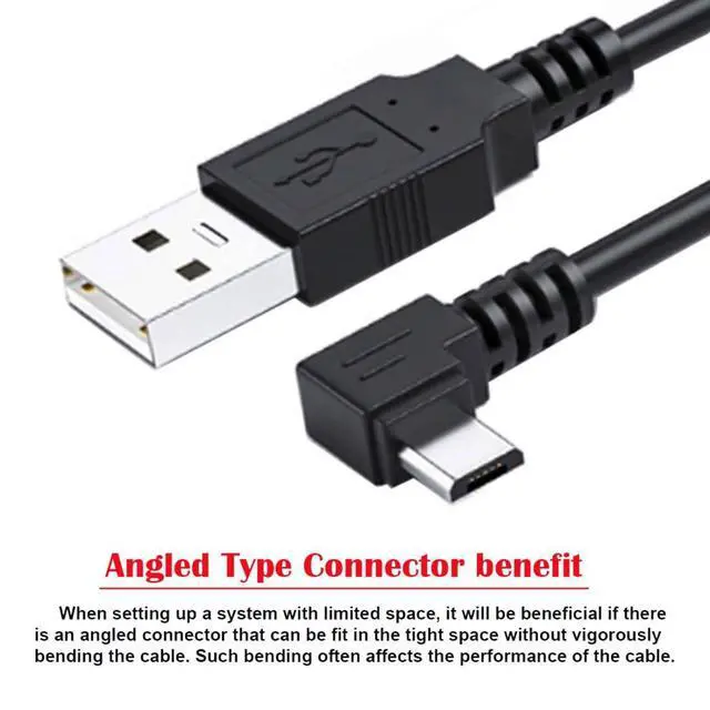 Alt view image 2 of 7 - USB to Micro USB Cable,USB 2.0 Male to Micro USB 5Pin Male 90 Degree Right Angled Charge Data Transfer Extension Cable 1.0M
