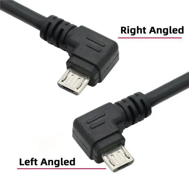 Alt view image 7 of 7 - 2 Pack USB to Micro USB Cable,USB 2.0 Male to Micro USB 5Pin Male Charge Data Transfer 90 Degree Left/Right Angled Extension Cable 0.32FT/0.1M