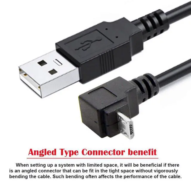 Alt view image 2 of 7 - USB to Micro USB Cable,USB 2.0 Male to Micro USB 5Pin Male 90 Degree Down Angled Charge Data Transfer Extension Cable 1.0M