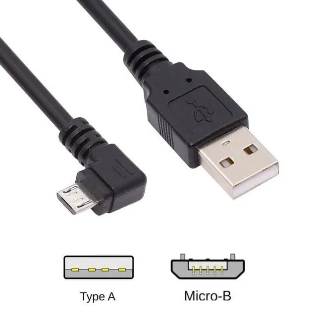 Alt view image 7 of 7 - USB to Micro USB Cable,USB 2.0 Male to Micro USB 5Pin Male Charge Data Transfer 90 Degree Right Angled Extension Cable 1.64FT/0.5M