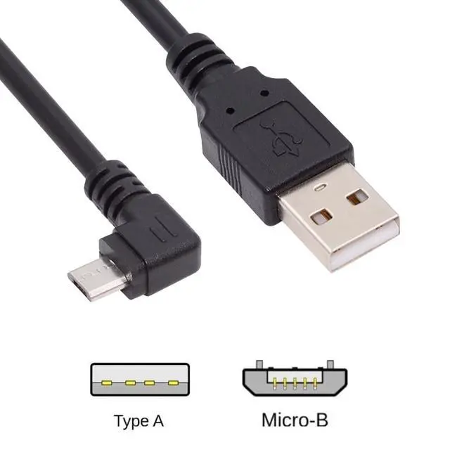 Alt view image 7 of 7 - USB to Micro USB Cable,USB 2.0 Male to Micro USB 5Pin Male Charge Data Transfer 90 Degree Left Angled Extension Cable 1.64FT/0.5M