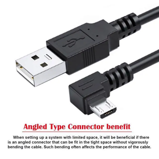 Alt view image 2 of 7 - USB to Micro USB Cable,USB 2.0 Male to Micro USB 5Pin Male 90 Degree Left Angled Charge Data Transfer Extension Cable 1.5M