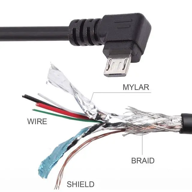 Alt view image 6 of 7 - USB to Micro USB Cable,USB 2.0 Male to Micro USB 5Pin Male Charge Data Transfer 90 Degree Right Angled Extension Cable 1.64FT/0.5M