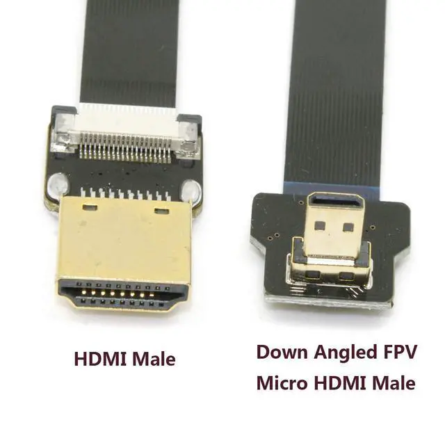 Alt view image 2 of 7 - chenyang FPV Micro HDMI Male to HDMI Male FPC Flat Cable 50cm 90 Degree Down Angled for FPV HDTV Multicopter Aerial Photography