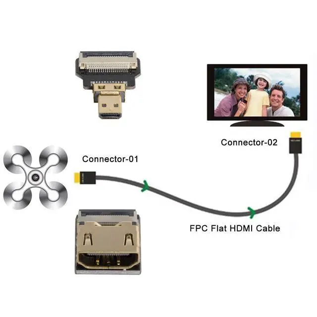 Alt view image 6 of 6 - CY HDMI to Micro HDMI Cable CYFPV HDMI Female to Micro HDMI Male Extension FPC Flat Cable 1080P for FPV HDTV Multicopter Aerial Photography