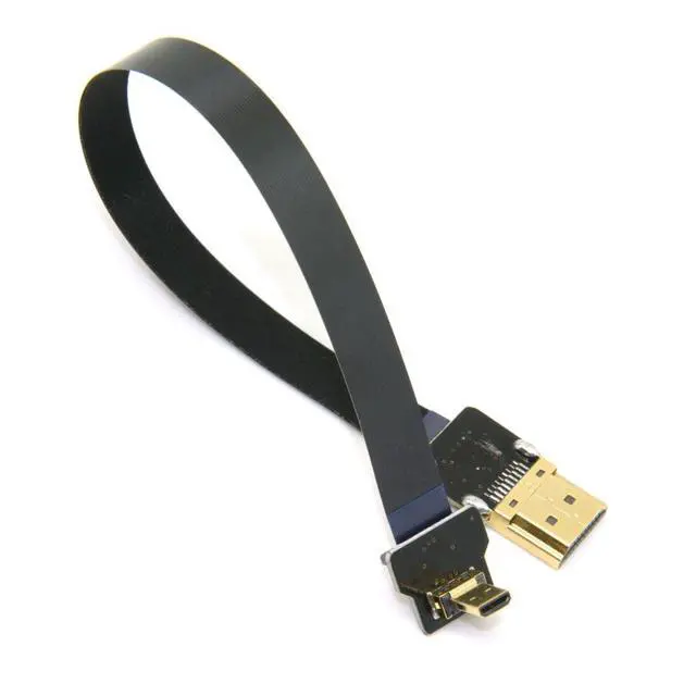 Alt view image 5 of 6 - CYFPV Micro HDMI to HDMI Male Extension FPC Flat Cable 1080P 90 Degree UP Angled 0.5M