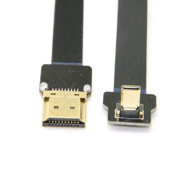 Alt view image 6 of 6 - CYFPV Micro HDMI to HDMI Male Extension FPC Flat Cable 1080P 90 Degree UP Angled 0.5M