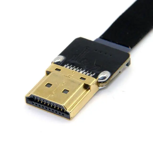 Alt view image 3 of 6 - CYFPV Micro HDMI to HDMI Male Extension FPC Flat Cable 1080P 90 Degree Down Angled 0.2M