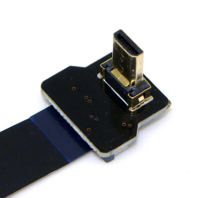 Alt view image 4 of 6 - CYFPV Micro HDMI to HDMI Male Extension FPC Flat Cable 1080P 90 Degree Down Angled 0.2M