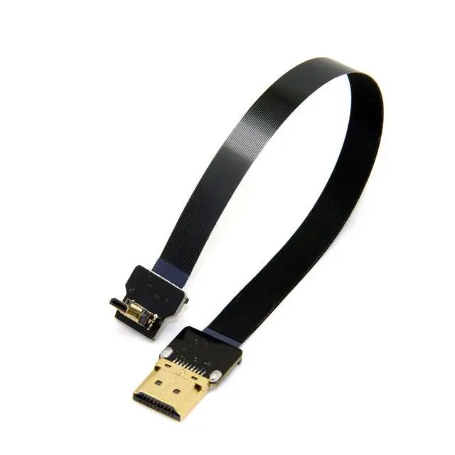 Alt view image 5 of 6 - CYFPV Micro HDMI to HDMI Male Extension FPC Flat Cable 1080P 90 Degree Down Angled 0.2M