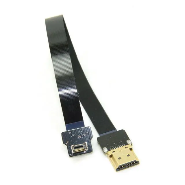 Alt view image 6 of 6 - CYFPV Micro HDMI to HDMI Male Extension FPC Flat Cable 1080P 90 Degree Down Angled 0.2M