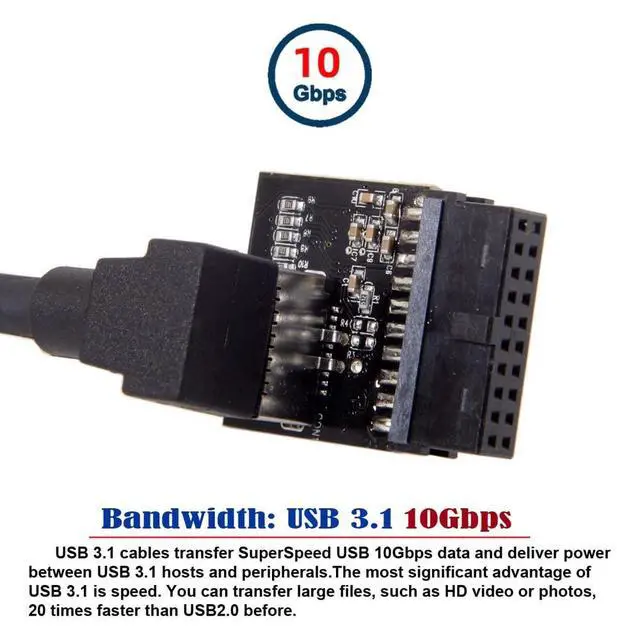 Alt view image 4 of 7 - CY USB 3.1 Front Panel Socket to USB 3.0 20Pin Header Male Extension Adapter for Motherboard