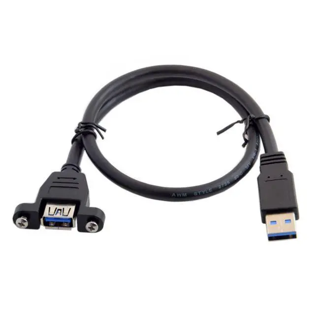 Alt view image 2 of 6 - USB 3.0 Male to Female Extension Data Cable with Panel Mount Screws 0.5M