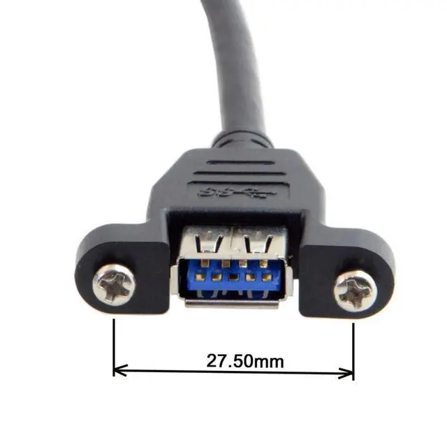 Alt view image 3 of 6 - USB 3.0 Male to Female Extension Data Cable with Panel Mount Screws 0.5M