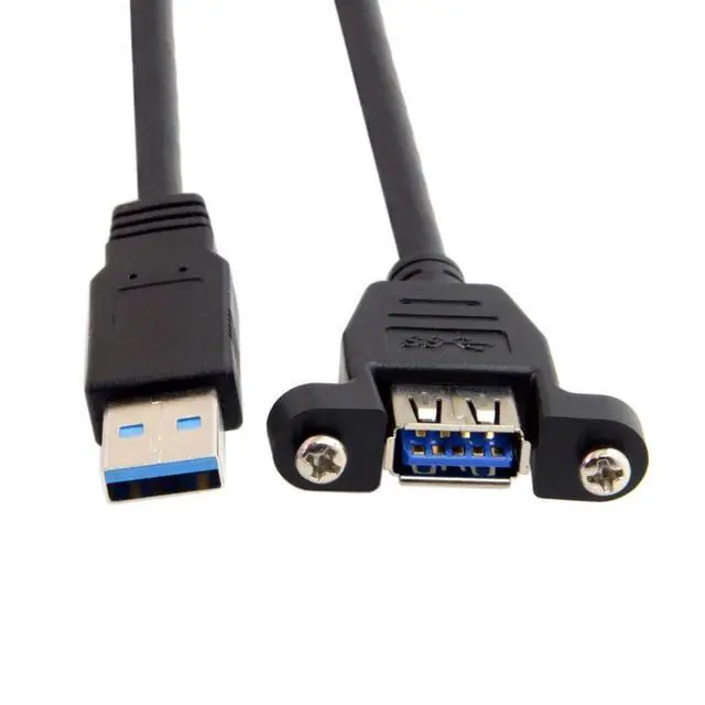 Alt view image 5 of 6 - USB 3.0 Male to Female Extension Data Cable with Panel Mount Screws 0.5M