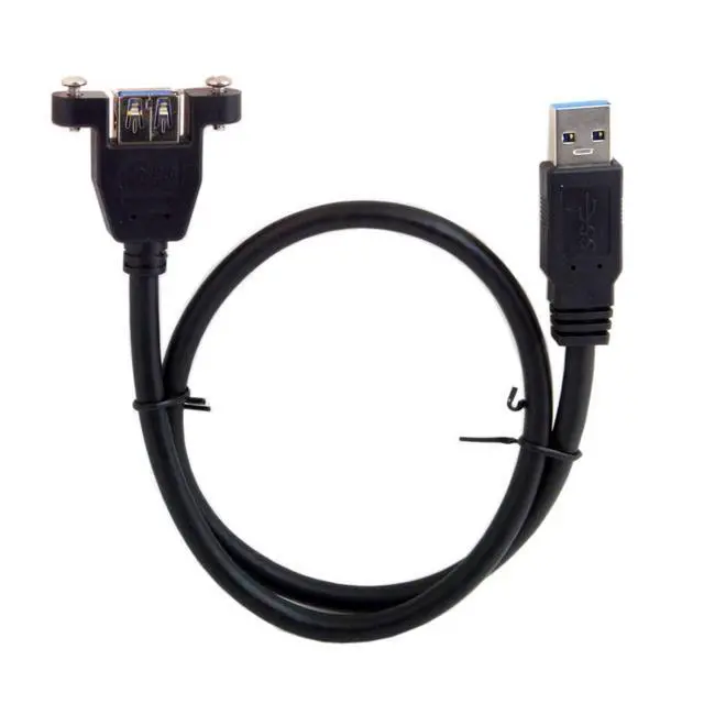 Alt view image 6 of 6 - USB 3.0 Male to Female Extension Data Cable with Panel Mount Screws 0.5M