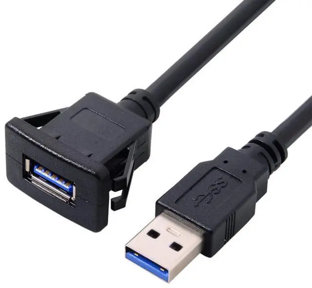 Main image of USB 3.0 Flush Mount Male to Female Extension Cable for Car Dashboard Panel Mount 1.0M