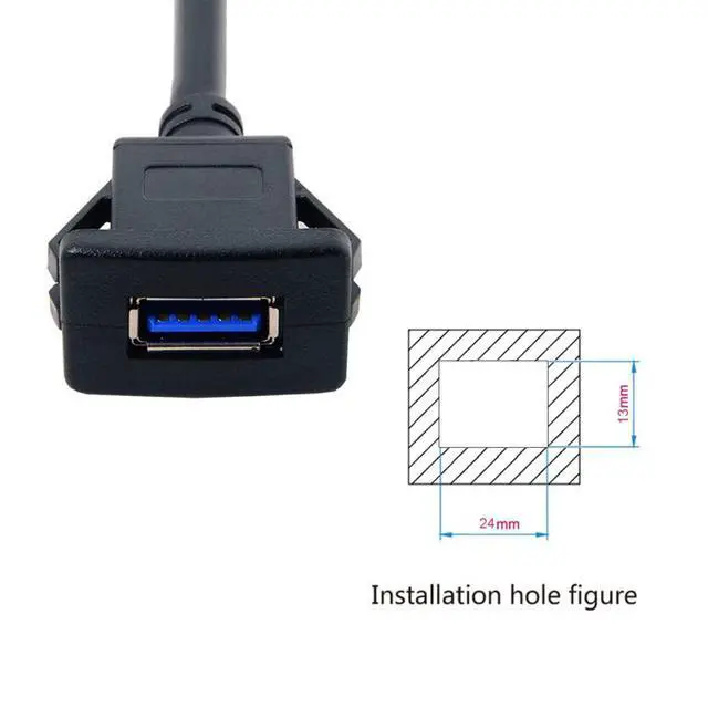 Alt view image 3 of 7 - USB 3.0 Flush Mount Male to Female Extension Cable for Car Dashboard Panel Mount 1.0M