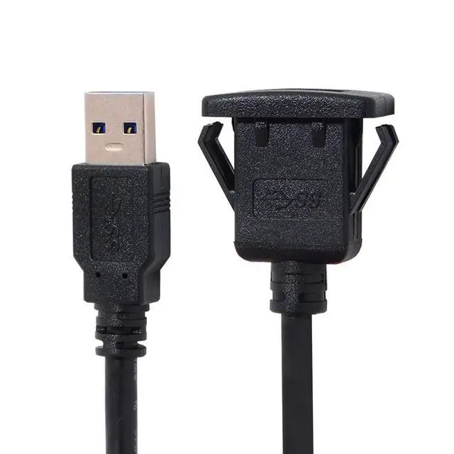 Alt view image 6 of 7 - USB 3.0 Flush Mount Male to Female Extension Cable for Car Dashboard Panel Mount 1.0M