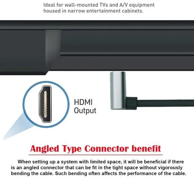 Alt view image 5 of 7 - HDMI 2.1 Cable,HDMI Male to Male Dual 90 Degree UP Angled 8K@60Hz 4K@120Hz 48Gbps Ultra High-Speed Gold-Plated Cable 0.5M for TV, Monitor, Computer