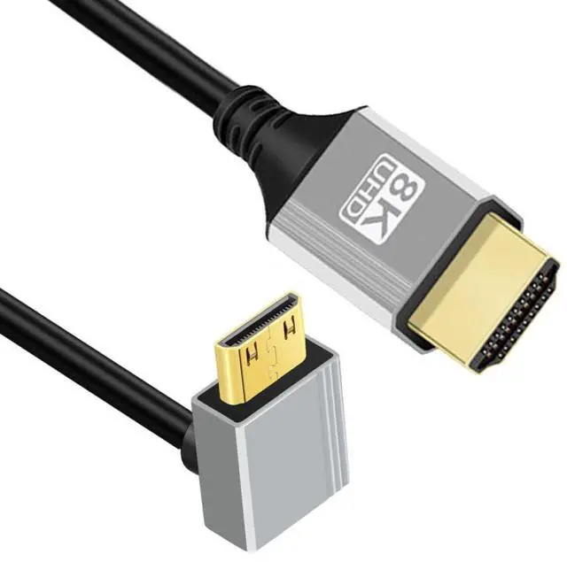 Main image of HDMI 2.1 Cable,HDMI Male to Mini HDMI Male 90 Degree UP Angled 8K@60Hz 4K@120Hz 48Gbps Ultra High-Speed Gold-Plated Cable 1.64FT/0.5M for TV, Monitor, Computer