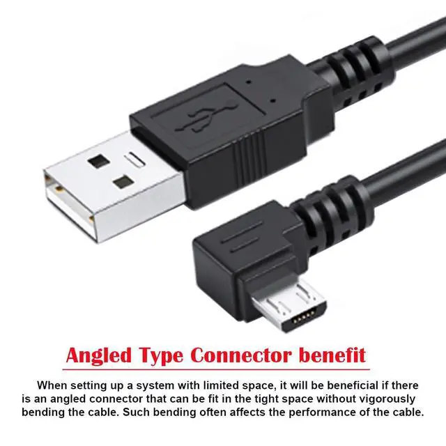 Alt view image 3 of 7 - 2 Pack USB to Micro USB Cable,USB 2.0 Male to Micro USB 5Pin Male 90 Degree Angled Charge Data Transfer Extension Cable 1.0M