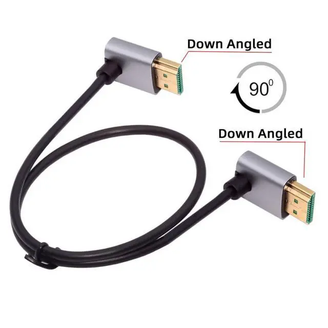 Alt view image 6 of 7 - HDMI 2.1 Cable,HDMI Male to Male Dual 90 Degree Down Angled 8K@60Hz 4K@120Hz 48Gbps Ultra High-Speed Gold-Plated Cable 0.5M for TV, Monitor, Computer