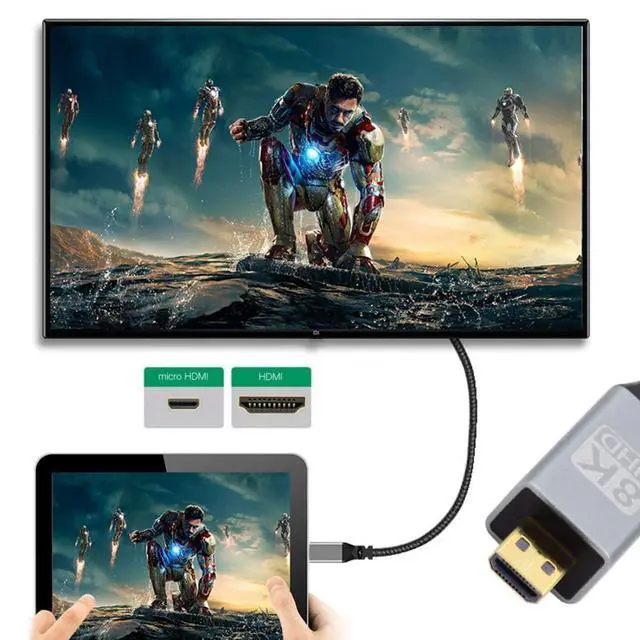 Alt view image 4 of 7 - HDMI 2.1 Cable,HDMI Male to Micro HDMI Male 8K@60Hz 4K@120Hz 48Gbps Ultra High-Speed Gold-Plated Cable 0.5M for TV, Monitor, Computer