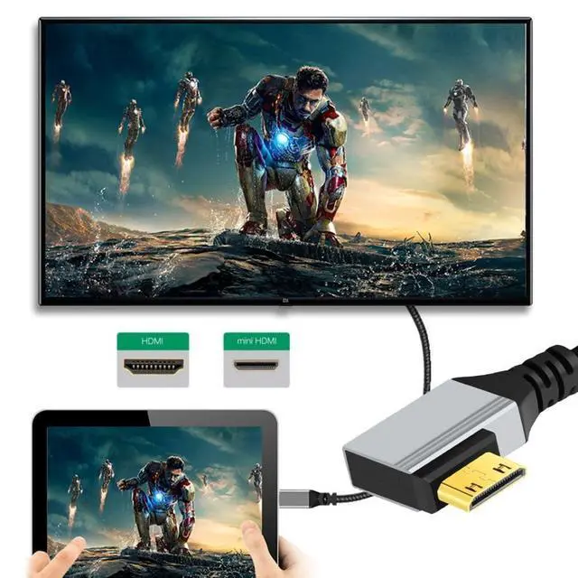 Alt view image 4 of 7 - HDMI 2.1 Cable,HDMI Male to Mini HDMI Male 90 Degree Right Angled 8K@60Hz 4K@120Hz 48Gbps Ultra High-Speed Gold-Plated Cable 1.64FT/0.5M for TV, Monitor, Computer