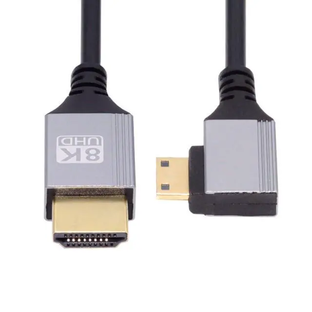 Alt view image 7 of 7 - HDMI 2.1 Cable,HDMI Male to Mini HDMI Male 90 Degree Right Angled 8K@60Hz 4K@120Hz 48Gbps Ultra High-Speed Gold-Plated Cable 1.64FT/0.5M for TV, Monitor, Computer