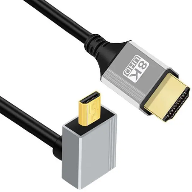 Main image of HDMI 2.1 Cable,HDMI Male to Micro HDMI Male 90 Degree UP Angled 8K@60Hz 4K@120Hz 48Gbps Ultra High-Speed Gold-Plated Cable 1.64FT/0.5M for TV, Monitor, Computer