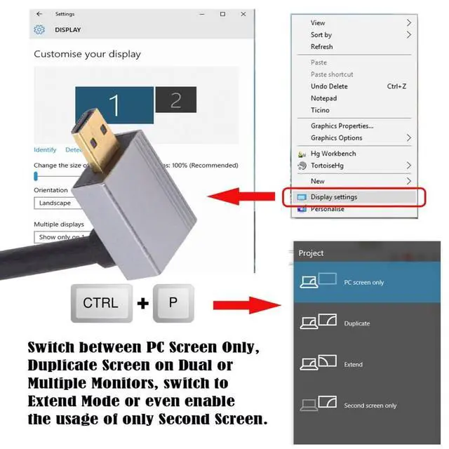 Alt view image 7 of 7 - HDMI 2.1 Cable,HDMI Male to Micro HDMI Male 90 Degree Down Angled 8K@60Hz 4K@120Hz 48Gbps Ultra High-Speed Gold-Plated Cable 1.64FT/0.5M for TV, Monitor, Computer