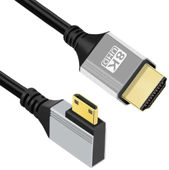 Main image of HDMI 2.1 Cable,HDMI Male to Mini HDMI Male 90 Degree Left Angled 8K@60Hz 4K@120Hz 48Gbps Ultra High-Speed Gold-Plated Cable 1.64FT/0.5M for TV, Monitor, Computer