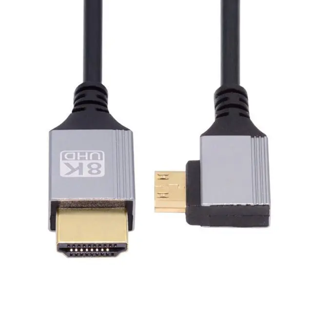 Alt view image 7 of 7 - HDMI 2.1 Cable,HDMI Male to Mini HDMI Male 90 Degree Left Angled 8K@60Hz 4K@120Hz 48Gbps Ultra High-Speed Gold-Plated Cable 1.64FT/0.5M for TV, Monitor, Computer