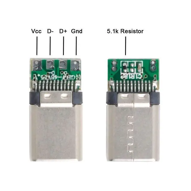 Alt view image 2 of 7 - CY USB Type C USB-C Male OTG Host Type 5.1k Resistor Adapter with Black Housing Cover DIY 24pin