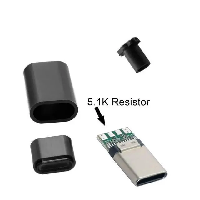 Alt view image 3 of 7 - CY USB Type C USB-C Male OTG Host Type 5.1k Resistor Adapter with Black Housing Cover DIY 24pin