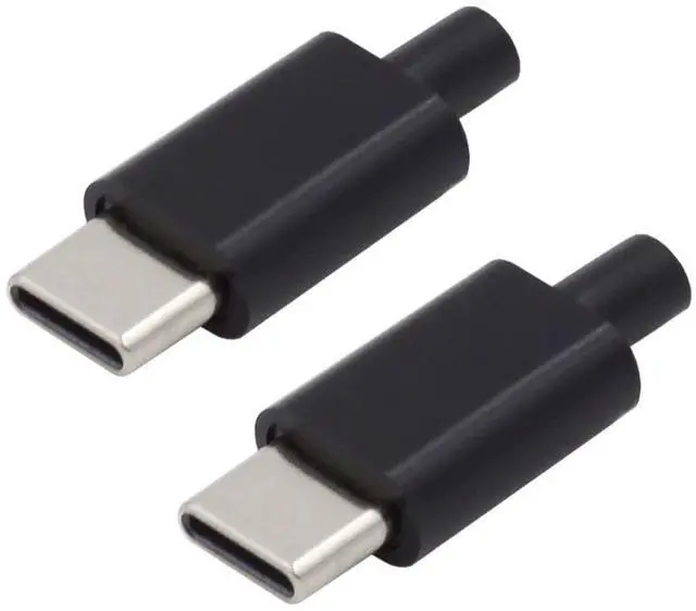 Main image of 2 Pack USB C DIY Connector USB 3.1 Type C 24Pin PD100W Male Plug Port Repair Replacement Solder Adapter with PCB Board Black Housing