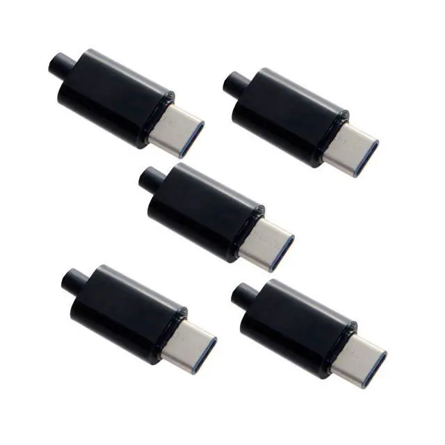 Alt view image 5 of 7 - 5 Pack USB C DIY Connector USB 3.1 Type C 24Pin Male Plug Port Repair Replacement Solder Adapter with PCB Board Black Housing