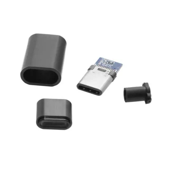Alt view image 4 of 7 - 5 Pack USB C DIY Connector USB 3.1 Type C 24Pin Male Plug Port Repair Replacement Solder Adapter with PCB Board Black Housing