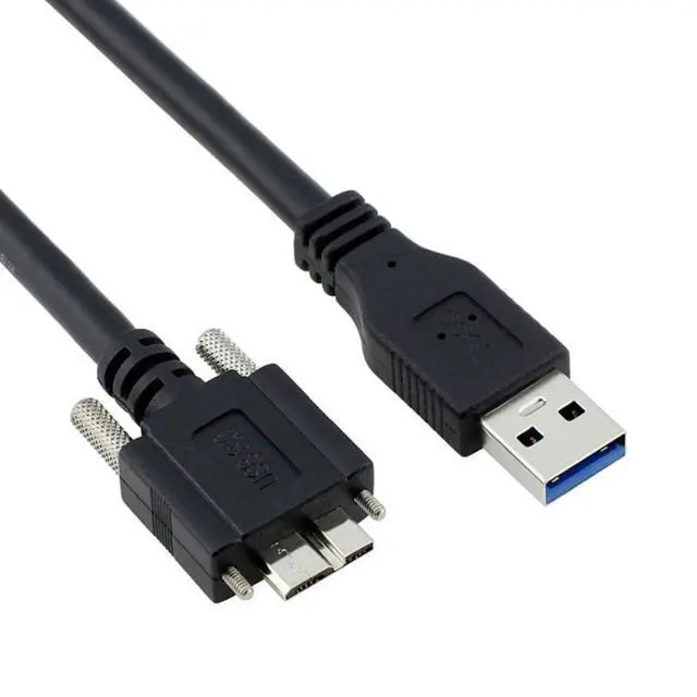 Alt view image 7 of 7 - Micro USB 3.0 Cable USB 3.0 Type A Male to Micro B Male Cable with Mount Panel Screws 1.2M