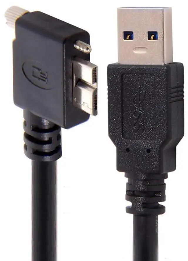 Main image of Micro USB 3.0 Cable USB 3.0 Type A Male to Micro B Male 90 Degree Left Angled Cable with Mount Panel Screws 1.2M